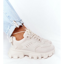 Sneakers Donna Beige New York Su Suola Larga 2