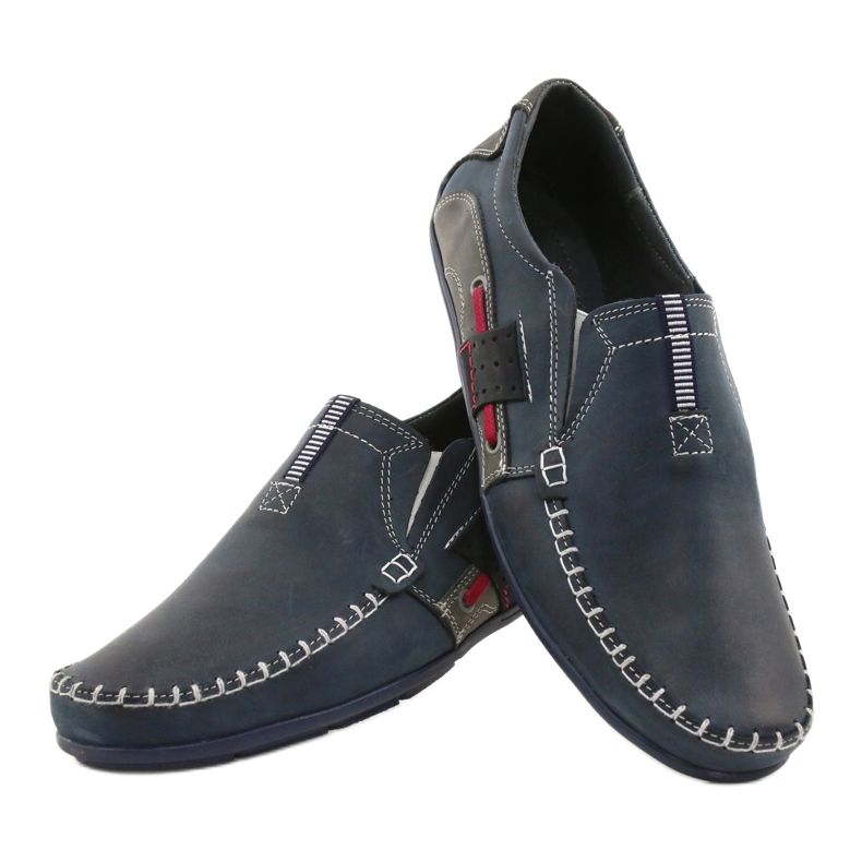 Mario Pala Mocassini da uomo 834 blu navy rosso grigio 3