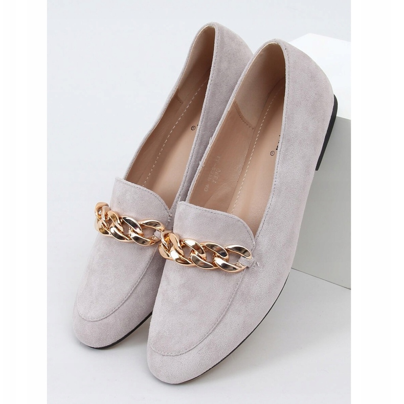 Mocassini grigi con catena LL-237P Grigio 1