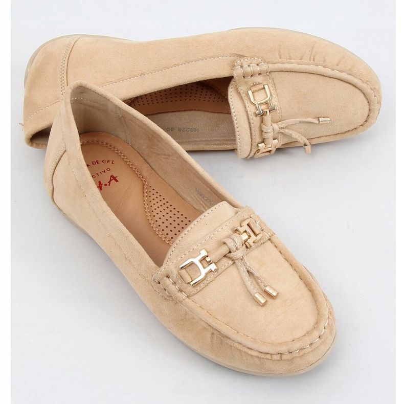 Mocassini da donna beige su piattaforma, beige H9228 Beis 1