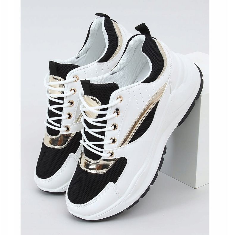 Scarpe sportive bianche e nere 9795 Black bianca nero d'oro 1