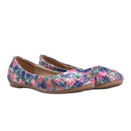 Ballerine blu lucide con fiori Luz 1