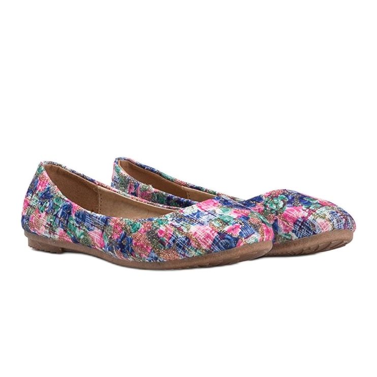 Ballerine blu lucide con fiori Luz 1