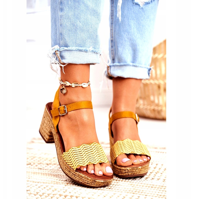 EVE Sandali da donna Fobi gialli su un tacco alto beige giallo 3