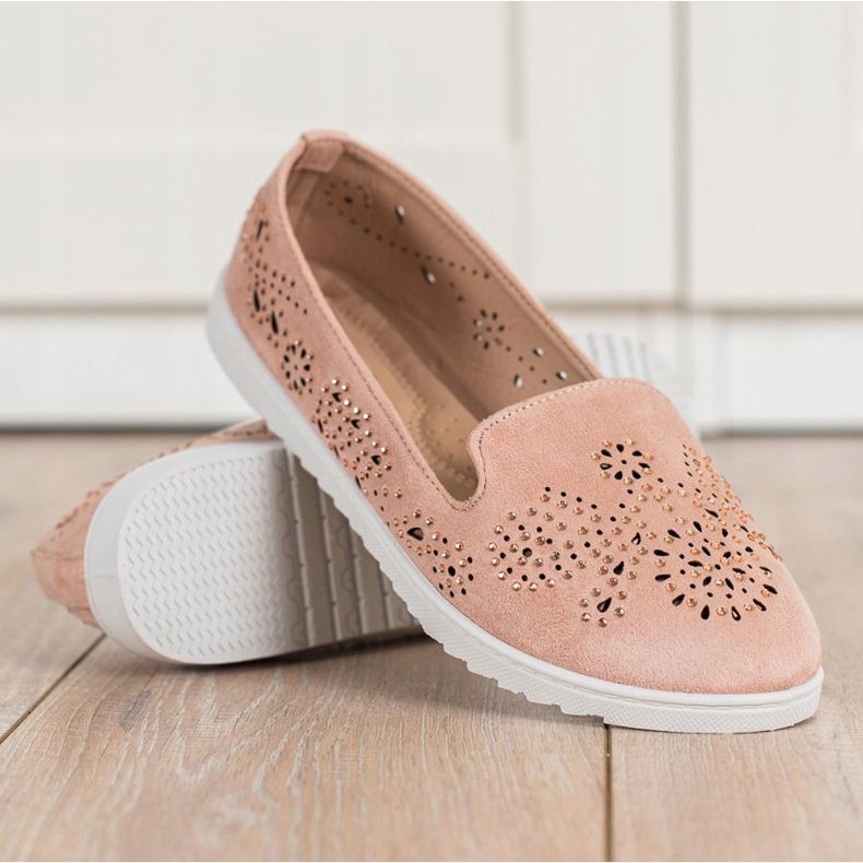 Renda Signori in pelle scamosciata con cristalli rosa 1