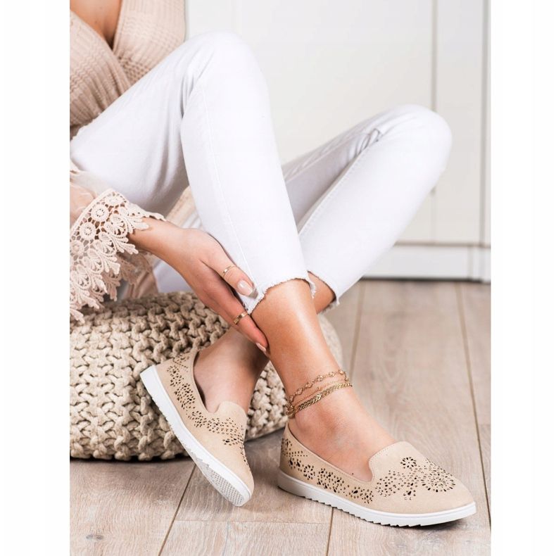Renda Signori in pelle scamosciata con cristalli beige 1