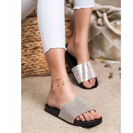 Seastar Pantofole Con Cristalli nero d'argento 2