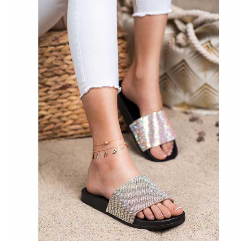 Seastar Pantofole Con Cristalli nero argento 2