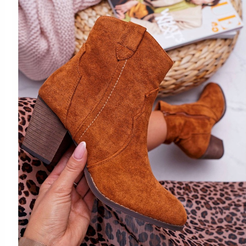 BUGO Stivali Donna Con Tacco Cowboy Cammello Nutriso marrone 3