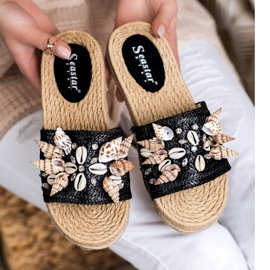 Seastar Pantofole Sulla Piattaforma Con Conchiglie nero 1
