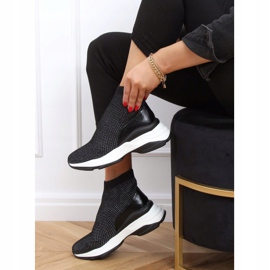Nero RQ286 Scarpe sportive nere su zeppa nascosta 1