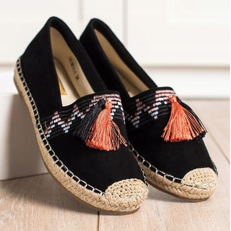 Best Shoes Espadrillas alla moda con ornamenti nero 2