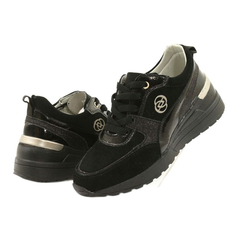 Evento Sneakers con Zeppa da Donna in Pelle 21PB08-3954 Nere nero 2