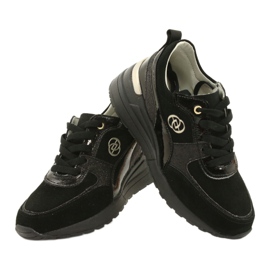 Evento Sneakers con Zeppa da Donna in Pelle 21PB08-3954 Nere nero 3