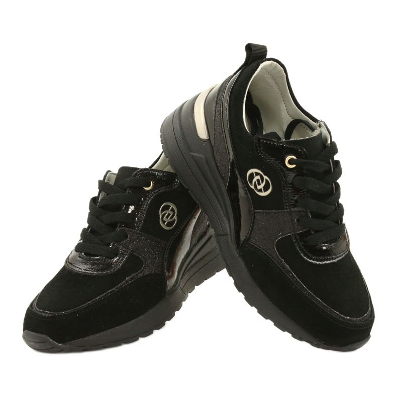 Evento Sneakers con Zeppa da Donna in Pelle 21PB08-3954 Nere nero 3
