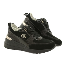 Evento Sneakers con Zeppa da Donna in Pelle 21PB08-3954 Nere nero 4