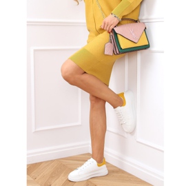 Sneakers da donna bianche e gialle A88-63 Yellow bianco giallo 1