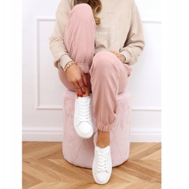 Sneakers da donna bianche e rosa A88-63 Pink bianco 1