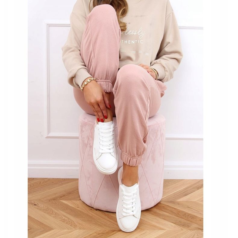 Sneakers da donna bianche e rosa A88-63 Pink bianca 1