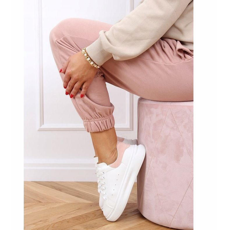Sneakers da donna bianche e rosa A88-63 Pink bianco 2