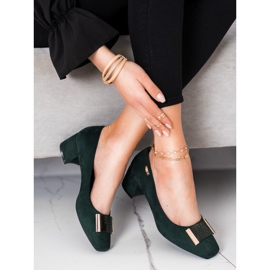 Décolleté con tacco basso Sergio Leone verde 1
