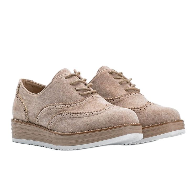 Scarpe scamosciate beige su suola alta Kenya 1