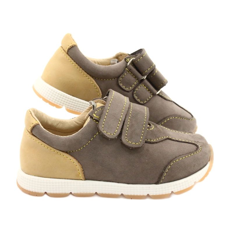 Mazurek Scarpe per ragazzi in pelle 1362 in velcro marrone 4