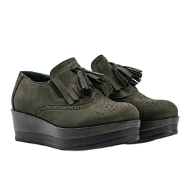 Scarpe in camoscio verde sulla zeppa Makenzie 1