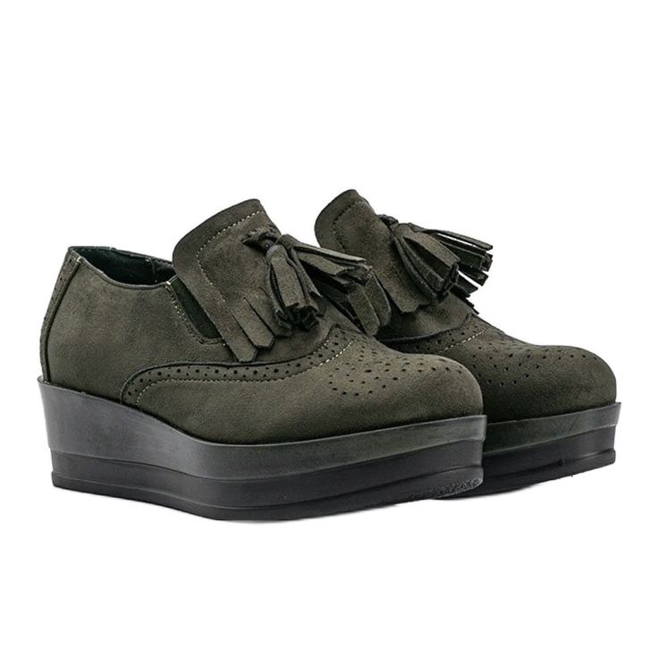 Scarpe in camoscio verde sulla zeppa Makenzie 1