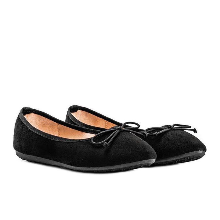 Ballerine in camoscio nero con fiocco Aiyana 1