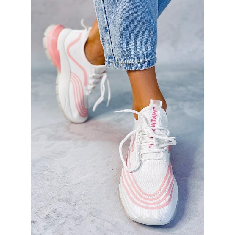 Calze sportive bianche BX1820-SP WHITE / PINK bianco rosa 2