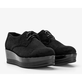 Scarpe in camoscio nero su suola alta Elisabeth 1