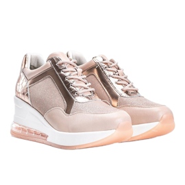Sneakers oro rosa sulla zeppa Jimena 1