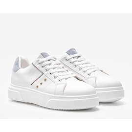 Sneakers bianche con inserto in ecopelle Ellen blu bianco 1