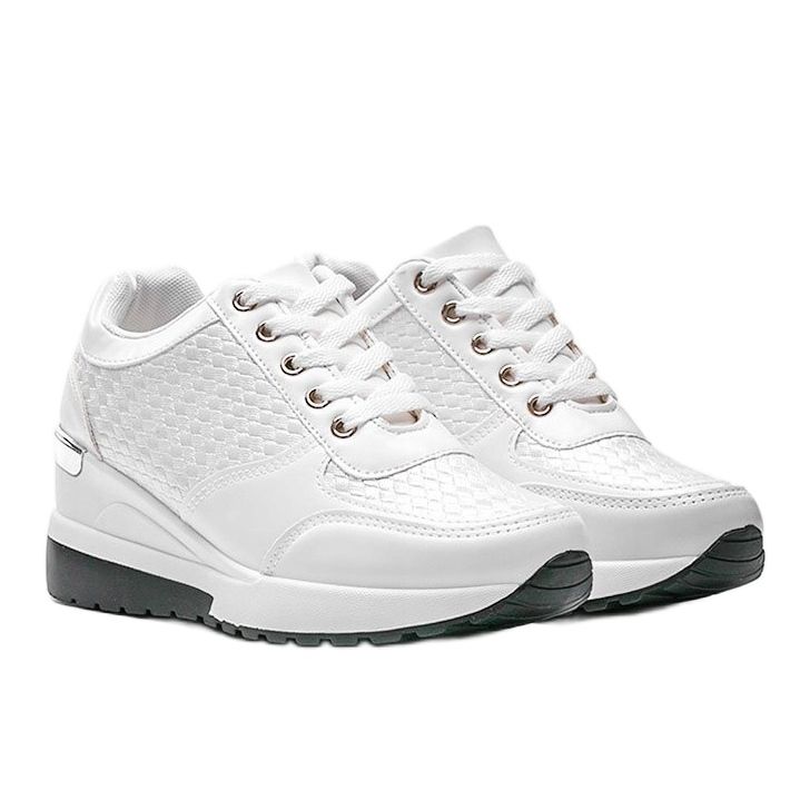Sneakers bianche lucide sulla zeppa Mara bianca 1
