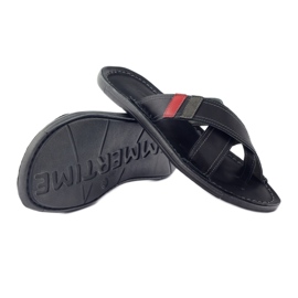 Infradito da uomo in pelle Badura 2893 nere nero rosso 3