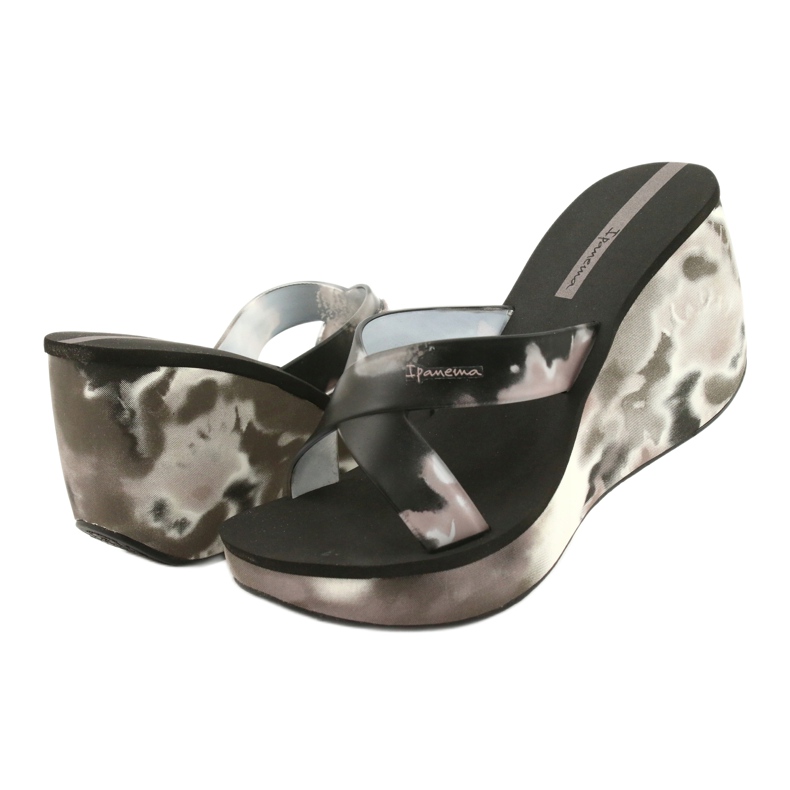 Pantofole con zeppa Ipanema 83071 Lipsick Straps VII da donna nero grigio 2