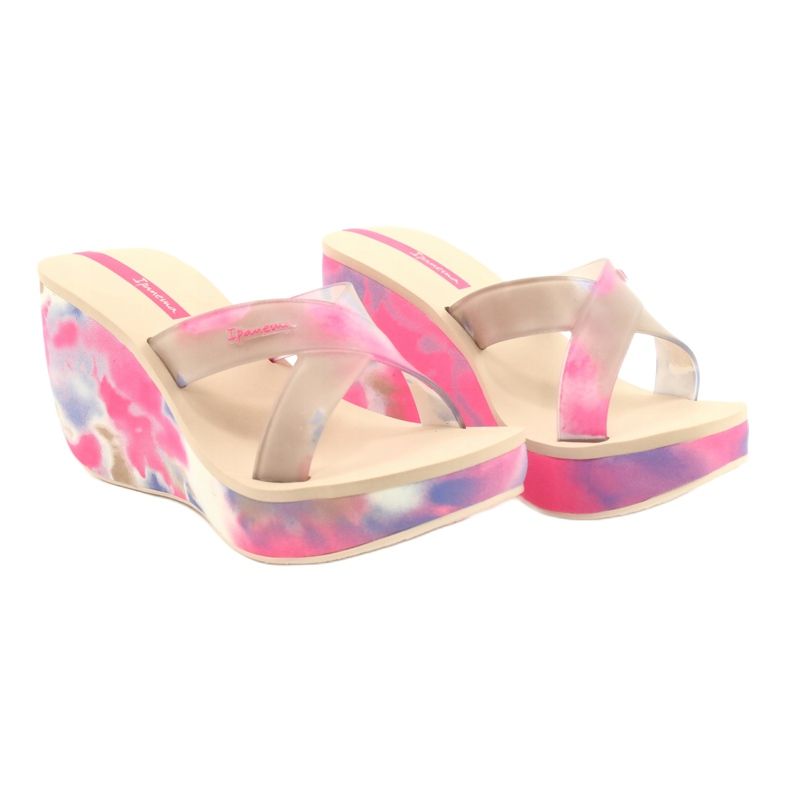 Pantofole con zeppa Ipanema 83071 Lipsick Straps VII da donna beige blu rosa 4
