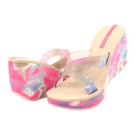 Pantofole con zeppa Ipanema 83071 Lipsick Straps VII da donna beige blu rosa 3