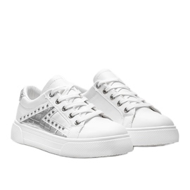 Sneakers bianche con accessori Gloria argento bianca 1