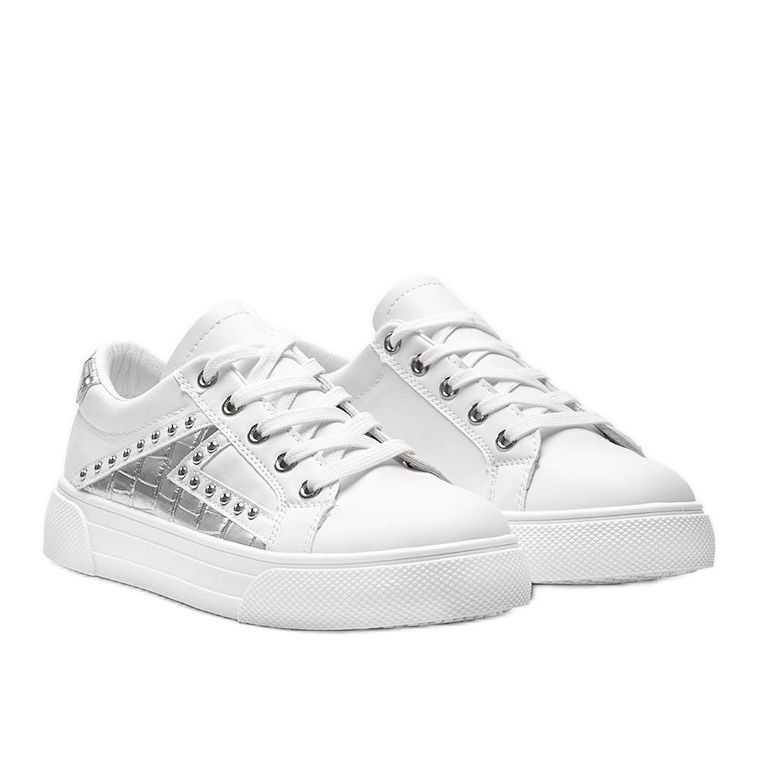 Sneakers bianche con accessori Gloria argento bianca 1