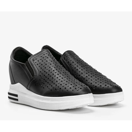 Sneakers nere con zeppa traforate Kyra nero 1