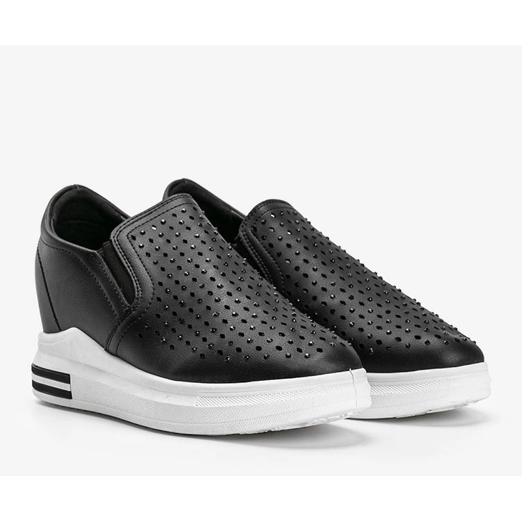 Sneakers nere con zeppa traforate Kyra nero 1