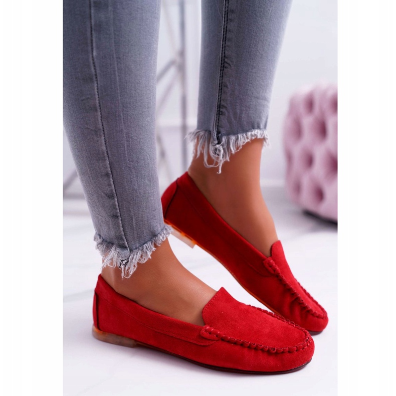 Mocassini da donna in camoscio Sergio Leone 722 rosso 2