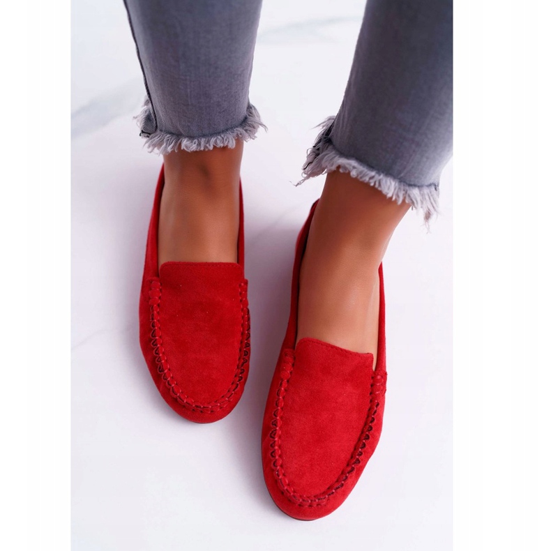 Mocassini da donna in camoscio Sergio Leone 722 rosso 1