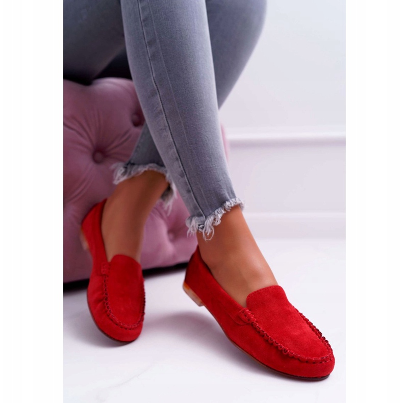 Mocassini da donna in camoscio Sergio Leone 722 rosso 3