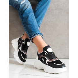 SHELOVET Scarpe da ginnastica alla moda bianca nero 2