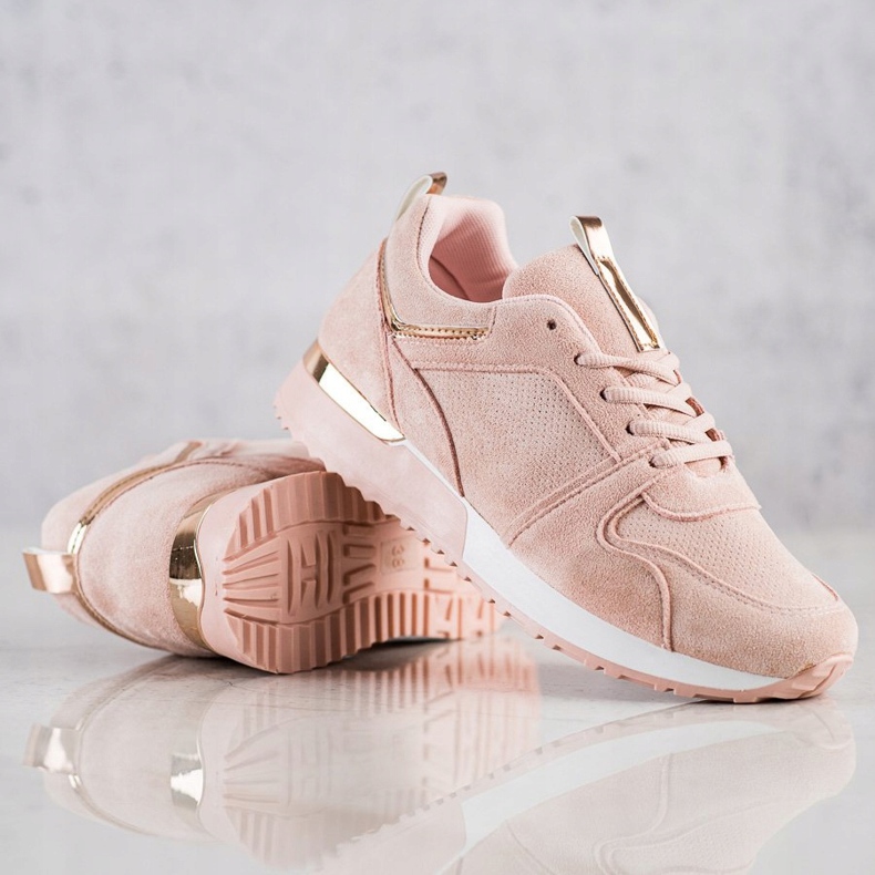 SHELOVET Sneakers in pelle scamosciata cipria rosa 1