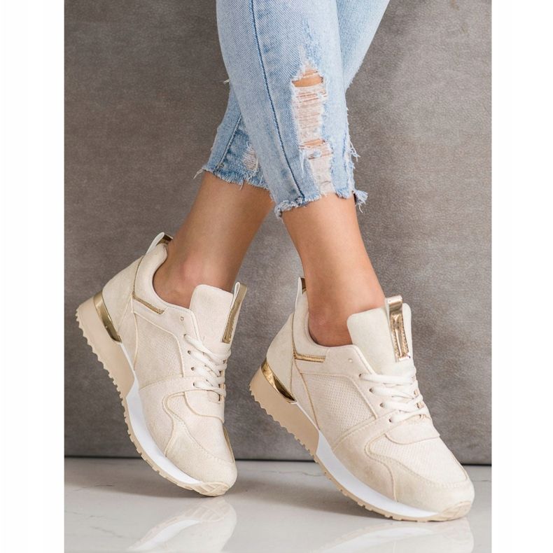 SHELOVET Sneakers in camoscio beige 1