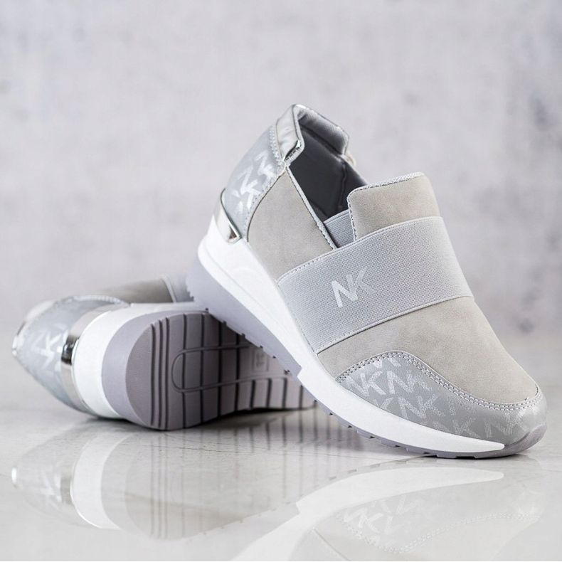 SHELOVET Sneakers grigie senza lacci grigio 2